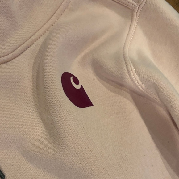 Carhartt Light Pink Hoodie with Maroon Logo - Picture 4 of 5